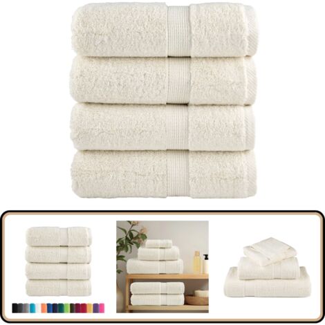 Serviettes de visage de qualité supérieure SOLUND 4 pcs crème - Serviettes De Visage - Serviettes De Toilette - Serviettes En Coton - Serviettes Douces - Serviettes Absorbantes