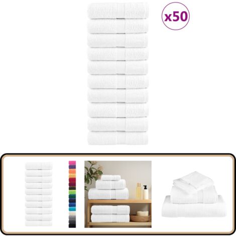 Serviettes de visage de qualité supérieure SOLUND 50 pcs blanc - Serviettes De Visage - Serviettes Blanches - Serviettes De Toilette - Serviettes En Coton - Serviettes Absorbantes