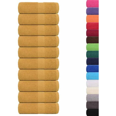 Serviettes d'invité 10 pcs doré 30x50 cm 360 g/m² 100% coton CFW544603