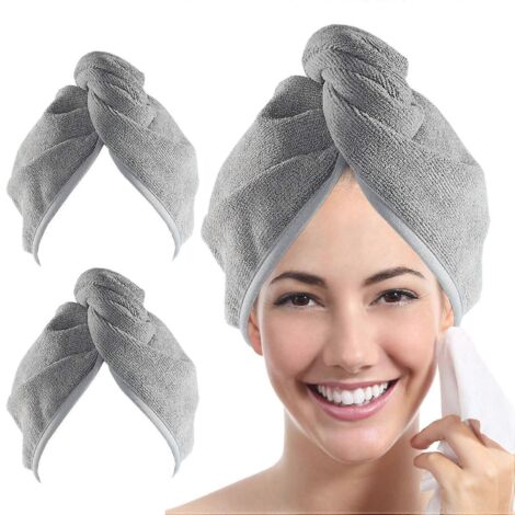 Serviettes en microfibre pour cheveux, lot de 2, 25 cm x 66 cm, ultra-absorbantes, séchage rapide.