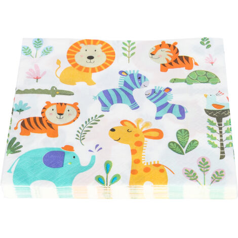 Serviettes en papier animaux mignons jetables pour anniversaire - Décoration de table fête