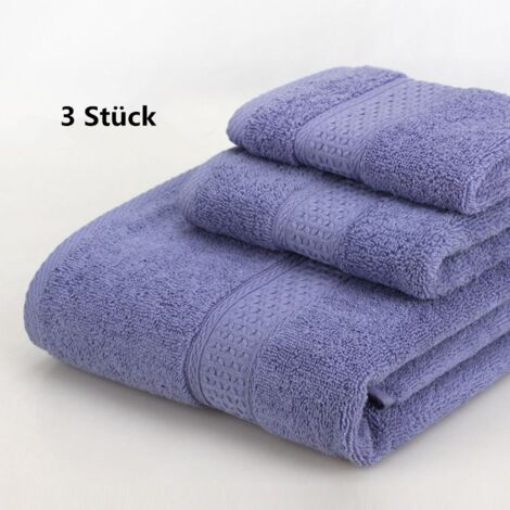 Serviettes Éponge 33 x 74 cm, Lot de 3 Torchons Moelleux pour Salle de Bain et Usage Quotidien