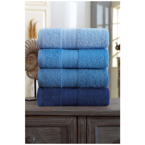 Serviettes mains AUCUNE Lot de 4 50 x 85 cm Dégradé bleu