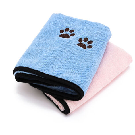 Serviettes pour animaux de compagnie 2 pièces, roses, bleues, serviettes pour chiens à séchage rapide, serviettes absorbantes pour chiens, serviettes de bain pour animaux de compagnie