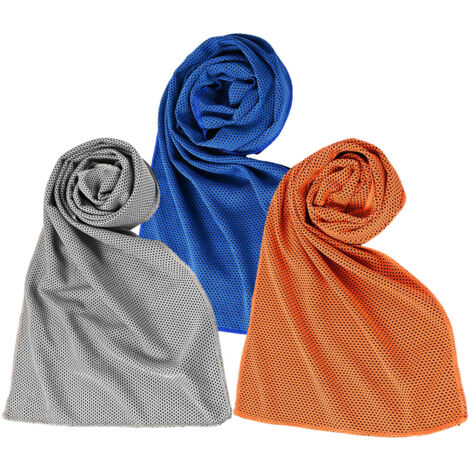 Serviettes rafraîchissantes idéales pour le sport, l'exercice, le fitness, le yoga, le golf, le Pilates, les voyages, le camping et autres occasions - Bleu foncé + gris + orange