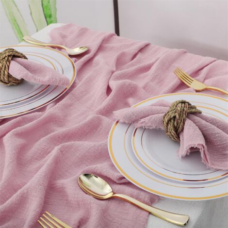 Servilletas lavables de algodón y lino, juego de 3, rosa empolvado, 42 x 42 cm, para comidas familiares, decoración de bodas, fiestas, 6 piezas