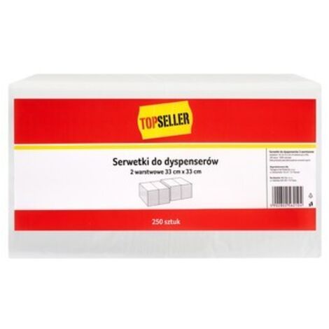 Servilletas para dispensador TGE/TOPS de 2 capas, plegadas a 1/8 de pulgada, 33 cm x 33 cm, 250 unidades.