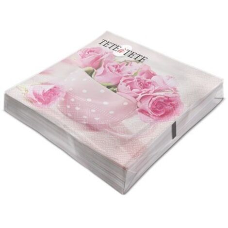 Servilletas Tete a Tete Roses in a Cup, servilletas TaT de 3 capas, 33x33 cm, dobladas en 1/4, 20 unidades por paquete.