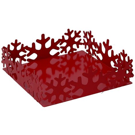 Servilletero cuadrado copo nieve rojo 16,5x16,5h5 cm