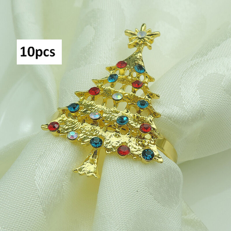 

Servilletero de árbol de Navidad, árbol de Navidad dorado, 10 piezas