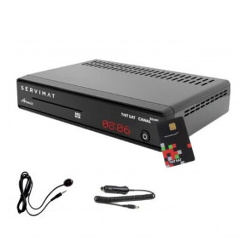 SERVIMAT ARMIS 3 Décodeur satellite HD MODELE RECONDITIONNE + Carte TNTSAT + Déport IR + Cable 12V