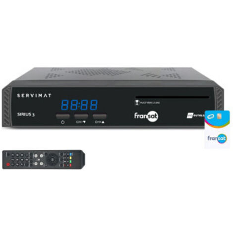 SERVIMAT SIRIUS 3 Récepteur TV Satellite HD + Carte Fransat PC7 Eutelsat 5W