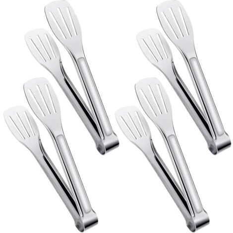 Serving tongs, kitchen tongs, buffet tongs, stainless steel food tongs, small tongs, set of 4 (18 cm)