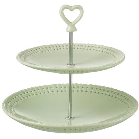Serviteur 2 Étages en Céramique "Vercer" 25cm Vert