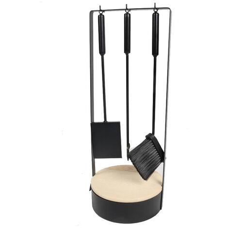Serviteur 4pce Metal Noir-bois