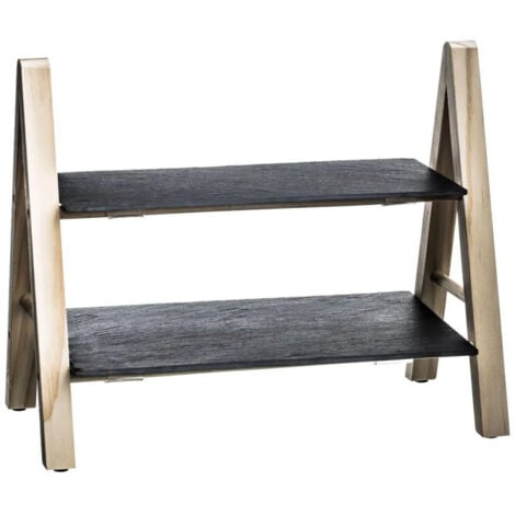 Serviteur À 2 Étages Chevalet Ardoise 28cm Noir