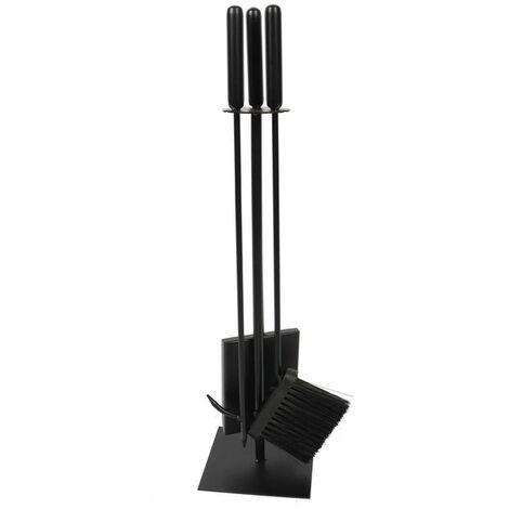 Serviteur Cheminée 4 Pièces Métal Noir - Pvm