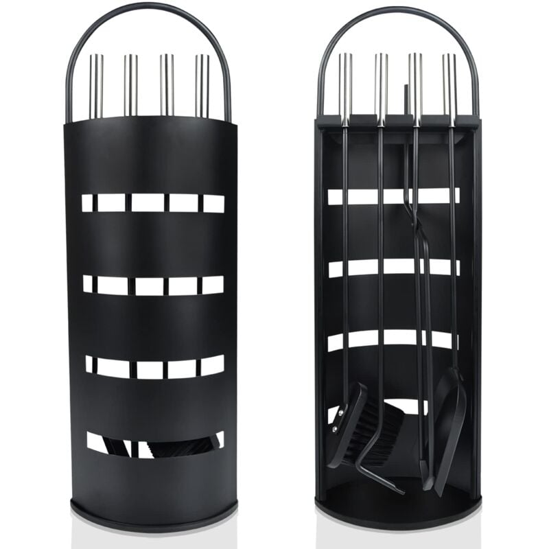 Naizy - Serviteur de Cheminée 5 Pièces Ustensiles de Poêle en Acier Inoxydable avec Revêtement et Protection contre - Noir