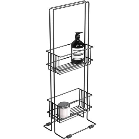 Serviteur de douche à poser en métal noir – Rangement mural moderne – Design épuré – Dimensions 60x20x10cm pour salle de bain – Gelco Design