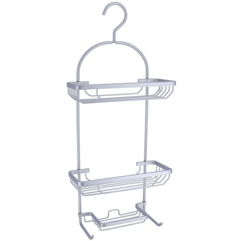 Serviteur de douche en Aluminium chrome avec crochet H 65 cm - TENDANCE