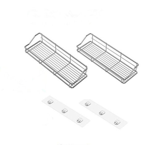 Serviteur de Douche Etagère pour Salle de Bain Panier Toilette Cuisine Spice Rack Acier Inoxydable SUS304 Sans Perçage - 2 Pack
