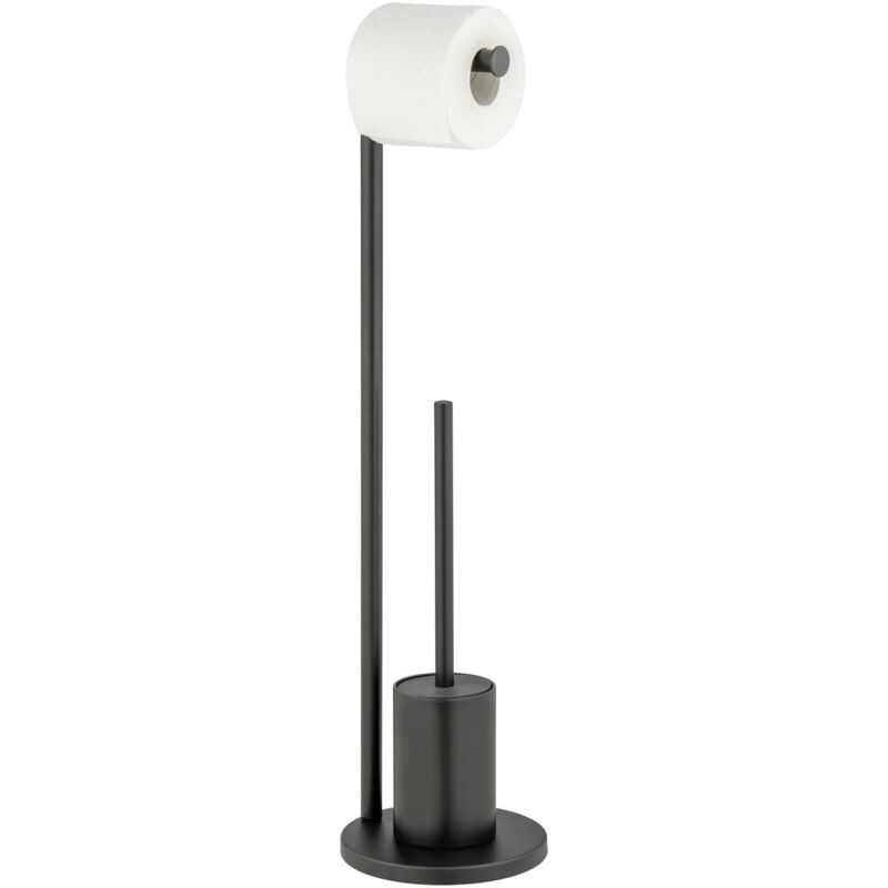 Serviteur de Toilettes Ferla WENKO, Compact et Pratique, Acier Laqué, Ø 18 x 69,5 cm, Noir
