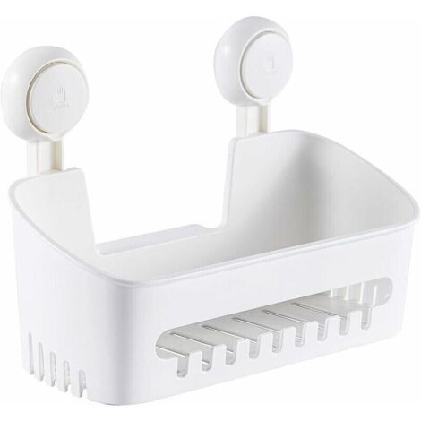Serviteur Douche à Ventouse sans Perçage & Réutilisable Etagère Ventouse Simple d'Installation Charge 10KG Impérable Rangement Douche pour Carrelage Paroi de la Douche Salle de Bain & Cuisine-Crezuo
