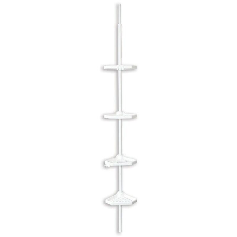 Etagère de douche d'angle auto-portée 135-260cm Blanc telescopique - Sans perçage - 4 tablettes MSV