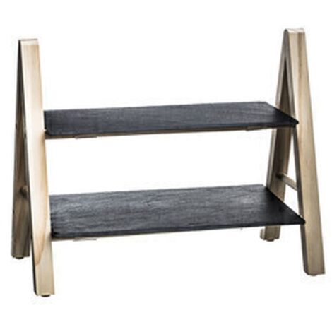 Serviteur en ardoise et pin beige à deux étages – Dimensions 32,5 x 17 x 25,5 cm – Support esthétique pour tapas et amuse-bouches – Secret De Gourmet