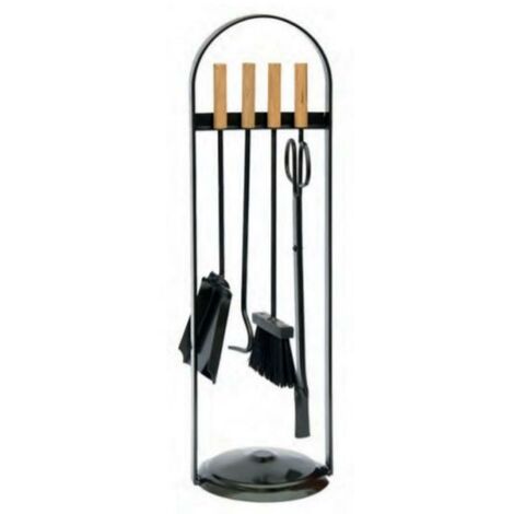 Ensemble outils de cheminée acier forgé - Support d'outils Pince à feu Pelle Brosse Tisonnier