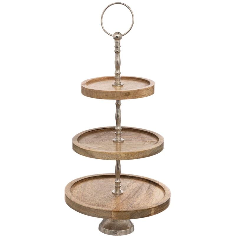 Serviteur rond en bois 3 étages