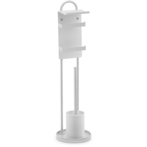 Serviteur WC Support papier toilette Brosse de toilette blanc