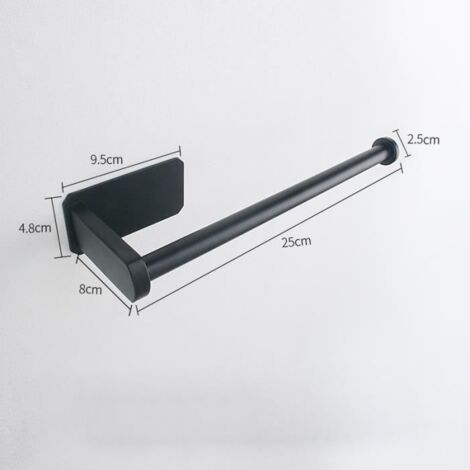 SERVITEUR WC,Black Long -Porte papier hygiénique mural en acier inoxydable, accessoires de salle de bain, rouleau de papier, essuie