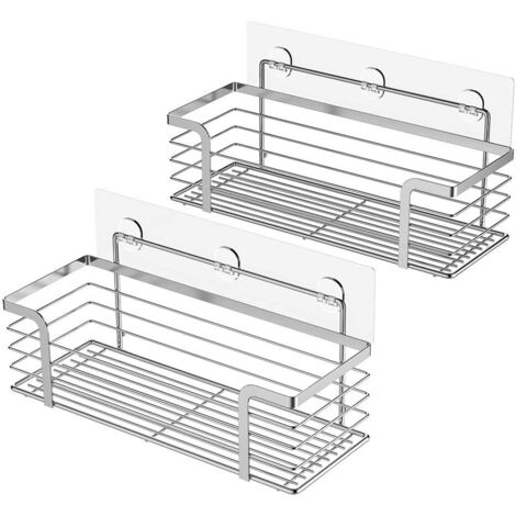 Serviteurs de Douche Étagère Caddy Panier de Douche Salle de Bain Toilette Acier Inoxydable Pas de Forage  12  12.5  30cm deux pièces