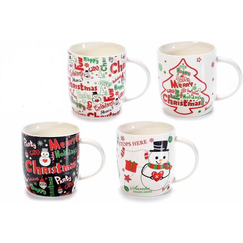 Image of Gruppo Maruccia - Servizio 4 tazze Natalizie da colazione in porcellana decorata idea regalo Natale