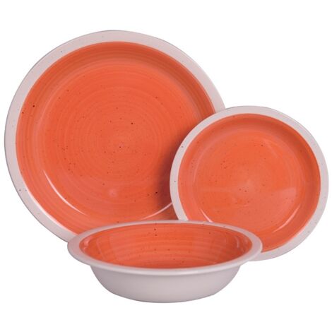 Servizio di Piatti da Tavola in Ceramica Tendenza Fondo Arancio 18 pezzi