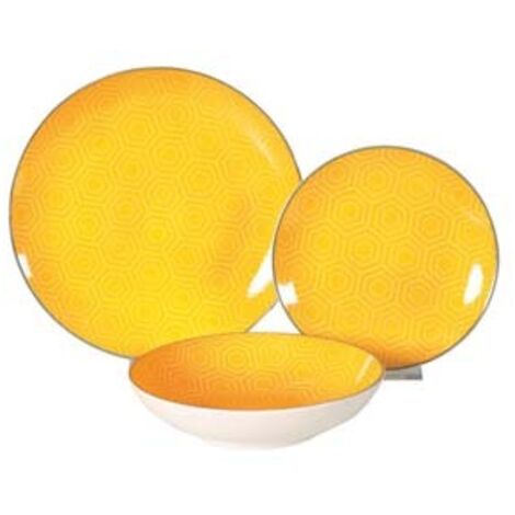 SERVIZIO DI PIATTI ESAGONO GIALLO IN PORCELLANA- - servizio contenente 18 piatti - 1 confezione XTRA