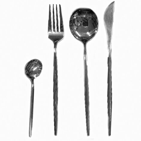 Servizio di posate completo per tavola da 6 persone set da 24 in acciaio inox  forchetta cucchiaio coltello cucchiaino caffe