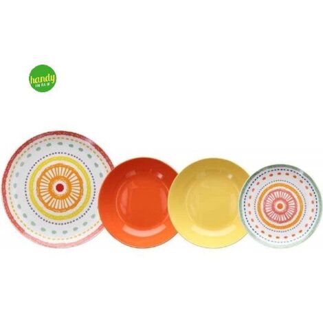 Servizio Piatti 18 Pezzi Aruba Porcellana Multicolor