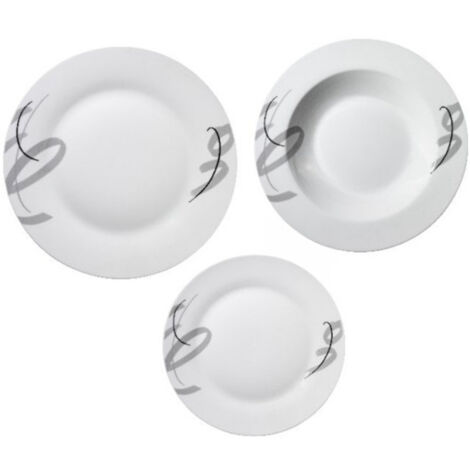 Servizio Piatti 18 Pz Tondi Con Decoro Fiotto In Porcellana