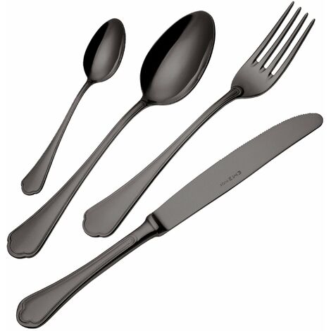 Servizio Set di Posate 24 Pezzi in Acciaio 18/10 PVD Eme Domus Black