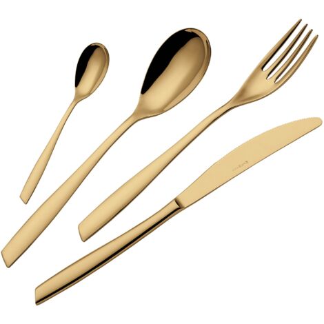 Servizio Set di Posate 24 Pezzi in Acciaio 18/10 PVD Eme Eleven Gold