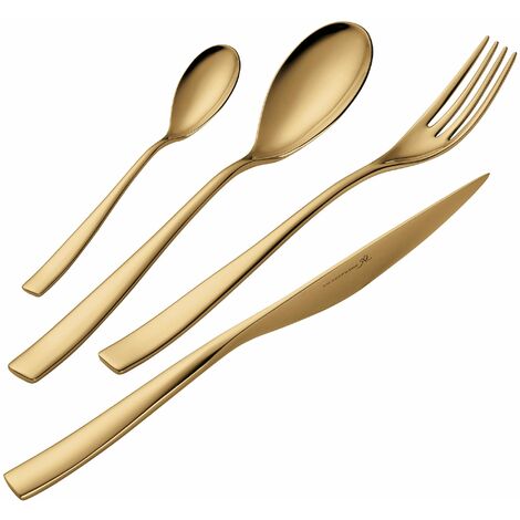 Servizio Set di Posate 24 Pezzi in Acciaio 18/10 PVD Eme Etoile Gold