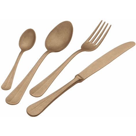 Servizio Set di Posate 24 Pezzi in Acciaio 18/10 PVD Eme Royal Retrò Gold