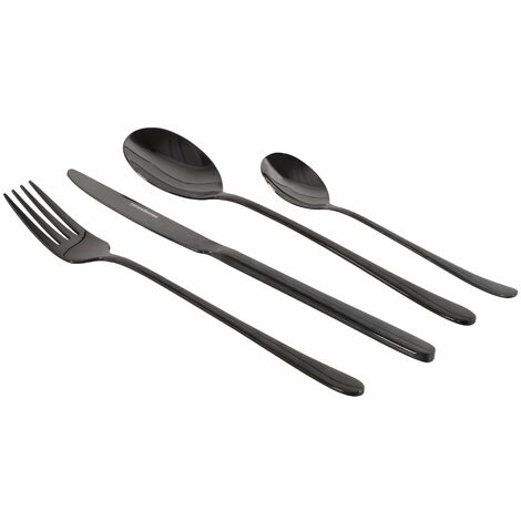 Servizio Set di Posate 24 Pezzi in Acciaio Inox Nero