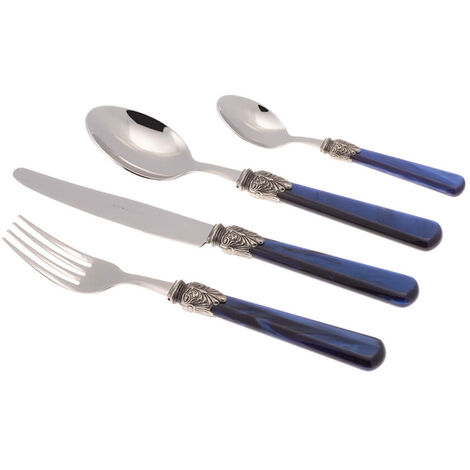 Servizio Set di Posate 24 Pezzi in Acciaio Inox Rivadossi Sandro Elena Blu