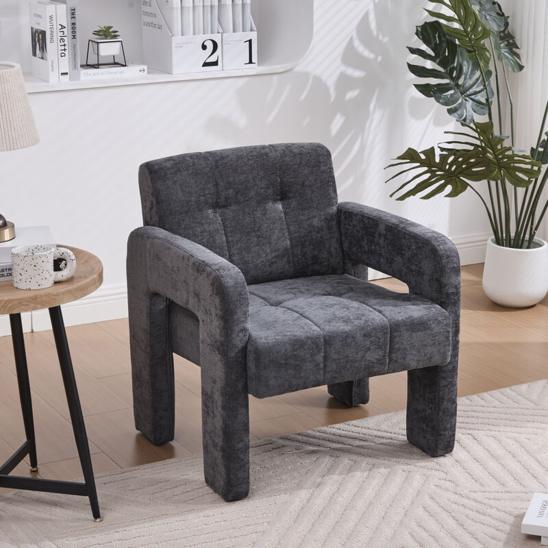 Stilvora Sessel 1-sitzer Mit Ergonomischen Armlehnen Komfort Polsterung Aus Hochdichtem Schaum Stabile Struktur Aus Chenille Grau