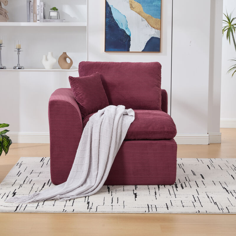 Stilvora Sessel 1-sitzer Mit Kissen Komfortschaum Hohe Elastizität Breite Sitzfläche Minimalistisches Design Aus Cord Weinrot