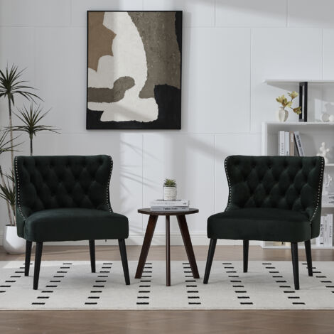 Sessel 61x65x80cm, rautenförmig gesteppt, ohne Armlehnen, Ziernieten, smaragdgrüner Samt
