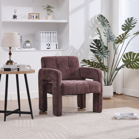 Sessel 67,5 x 69 x 74,5 cm – minimalistisch und lässig – nordischer Stil – Chenille-Stoff – Weinrot